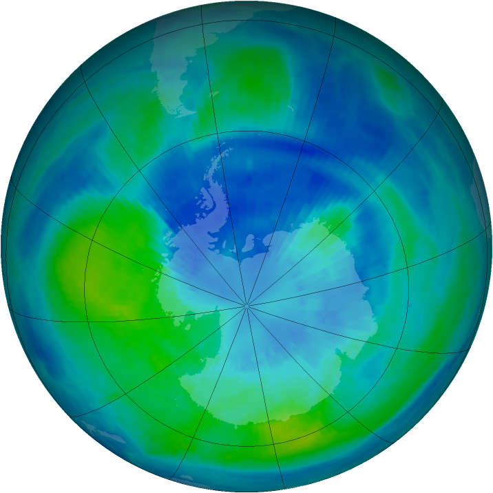 Antarctic ozone map for 29 March 2000